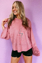 Load image into Gallery viewer, Pink Thunder Bolt Sequin Oversized Hoodie
