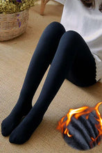 Load image into Gallery viewer, Black Casual Plain Fleece lining Stretch Pantyhose
