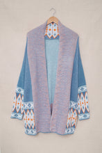 Load image into Gallery viewer, Online Orange Printed Aztec Print Open Front Knitted Cardigan
