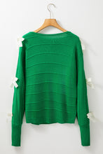 Load image into Gallery viewer, Online Rose Red Bow Knot Cut Out Round Neck Loose Sweater
