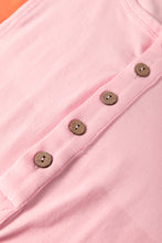 Load image into Gallery viewer, Online Pink Colorblock Long Sleeve Buttons Henley Top
