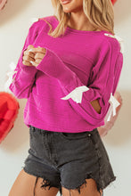 Load image into Gallery viewer, Online Rose Red Bow Knot Cut Out Round Neck Loose Sweater
