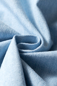 Online Light Blue Denim Collared Sleeveless Shirt