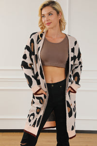 Online Leopard Animal Print Open Midi Cardigan