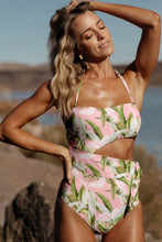 Load image into Gallery viewer, Online Pink Tropical Asymmetric Cut out Halter Backless One Piece Swimwear
