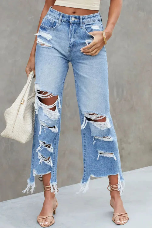 Sky Blue Heavy Destroyed Jeans LC7873951-4