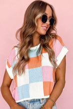 Load image into Gallery viewer, Grapefruit Orange Color Block Cap Sleeve Sweater
