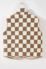 Load image into Gallery viewer, Online Black Checkered Sherpa Collared Jacket Vest
