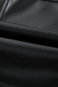 Online Black PU Leather Lapel Collar Zipper Jacket