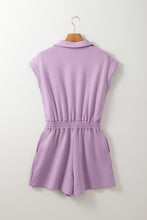 Load image into Gallery viewer, Online Orchid Bouquet Short Sleeve Zipper Collared Elastic High Waist Romper
