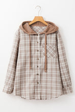 Load image into Gallery viewer, Online Green Checkered Print Loose Fit Buttoned Hooded Shacket
