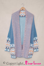 Load image into Gallery viewer, Online Orange Printed Aztec Print Open Front Knitted Cardigan
