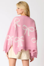 Load image into Gallery viewer, Online Pearl Beaded Bowknot Pattern Distressed Split Hem Sweater
