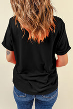 Load image into Gallery viewer, Online Black neon moon Letter Graphic Short Sleeve Top
