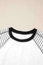 Load image into Gallery viewer, Online Black Striped Bracelet Sleeve Raglan Patchwork Top
