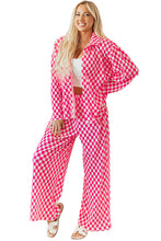 Load image into Gallery viewer, Online Pink Checkered Buttoned Shirt and High Waist Pants Pajama Set
