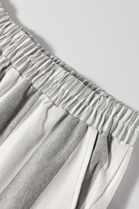 Online Gray Stripe Mixed Print Short Sleeve Top and Pocketed Shorts Set