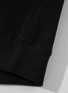 Online Black Solid Seamed Zipper Jacket and Drawstring Waist Pants Set