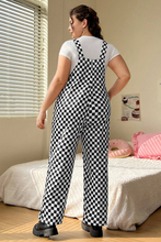 Load image into Gallery viewer, Online Black Checkered Print Pocketed Wide Leg Jumpsuit
