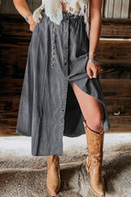 Load image into Gallery viewer, Online Dark Grey Fully Buttoned Long Denim Skirt
