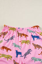 Load image into Gallery viewer, Online Pink Flower Print Short Sleeve High Waist Two Piece Shorts Set
