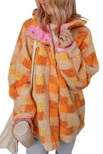 Load image into Gallery viewer, Online Orange Checkered Sherpa Hooded Jacket
