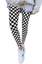 Load image into Gallery viewer, Online Khaki Checkered Pattern High Waist Skinny Leggings
