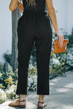 Load image into Gallery viewer, Black Solid Pocketed Drawstring High Waist Pants
