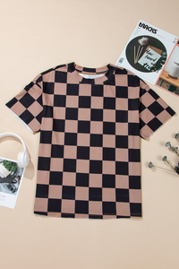 Online Light French Beige Checkmate Boyfriend Casual Tee