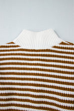 Load image into Gallery viewer, Online Pink Stripe Zip up Collar Drop Shoulder Sweater
