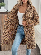 Load image into Gallery viewer, Leopard Button Up Long Sleeve Fuzzy Coat
