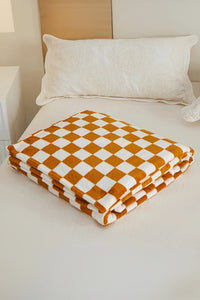 Online Chestnut Checkerboard Printed Soft Throw Blanket 120*200cm