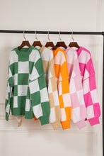 Load image into Gallery viewer, Online Rose Checkered Bishop Sleeve Sweater
