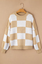 Load image into Gallery viewer, Online Rose Checkered Bishop Sleeve Sweater
