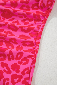 Online Rose Leopard Drawstring Side Tankini 2pcs Swimsuit