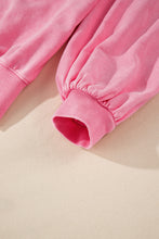 Load image into Gallery viewer, Pink Solid Snap Buttons Collared Balloon Sleeve Oversized Sweatshirt
