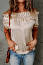 Load image into Gallery viewer, Apricot Pleated Detail Short Sleeve Peasant Top
