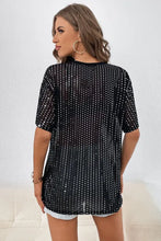 Load image into Gallery viewer, Black Sequin Drop Shoulder Sheer T-shirt
