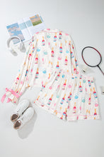 Load image into Gallery viewer, Online White Plus Size Wine Glass Print Bow Knot Pajama Set
