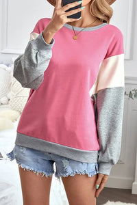 Rose Colorblock Pullover Sweatshirt