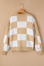 Load image into Gallery viewer, Online Rose Checkered Bishop Sleeve Sweater
