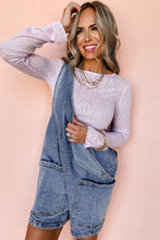 Load image into Gallery viewer, Online Dusk Blue Sleeveless U Neck Patched Pocket Denim Romper
