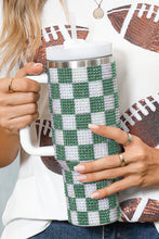 Load image into Gallery viewer, Online Blackish Green Full Rhinestone Checkerboard Handled Tumbler 40oz
