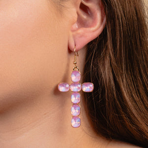 1314 - Cross Earrings - Pink