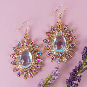 1327 - Crystal Flower Earrings - AB & Gold