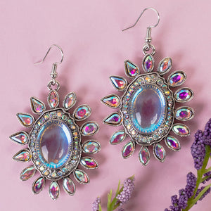 1327 - Crystal Flower Earrings - AB & Silver