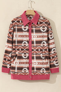 Online Pink Western Sherpa Textured Trim Jacket