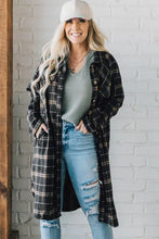 Load image into Gallery viewer, Black Plaid Button Front Pocketed Long Shacket
