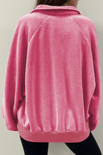 Load image into Gallery viewer, Pink Solid Snap Buttons Collared Balloon Sleeve Oversized Sweatshirt
