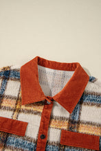 Load image into Gallery viewer, Online Brown Stripe Plus Size Plaid Print Collared Buttoned Jacket
